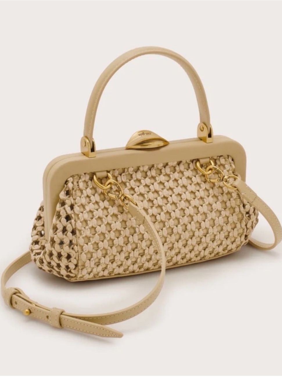 Cult Gaia Zuma Mini Woven Leather Crossbody Bag In Sand Brand New
